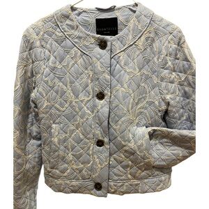 Bagatelle Light Blue Quilted Jacket with Cream Embroidery